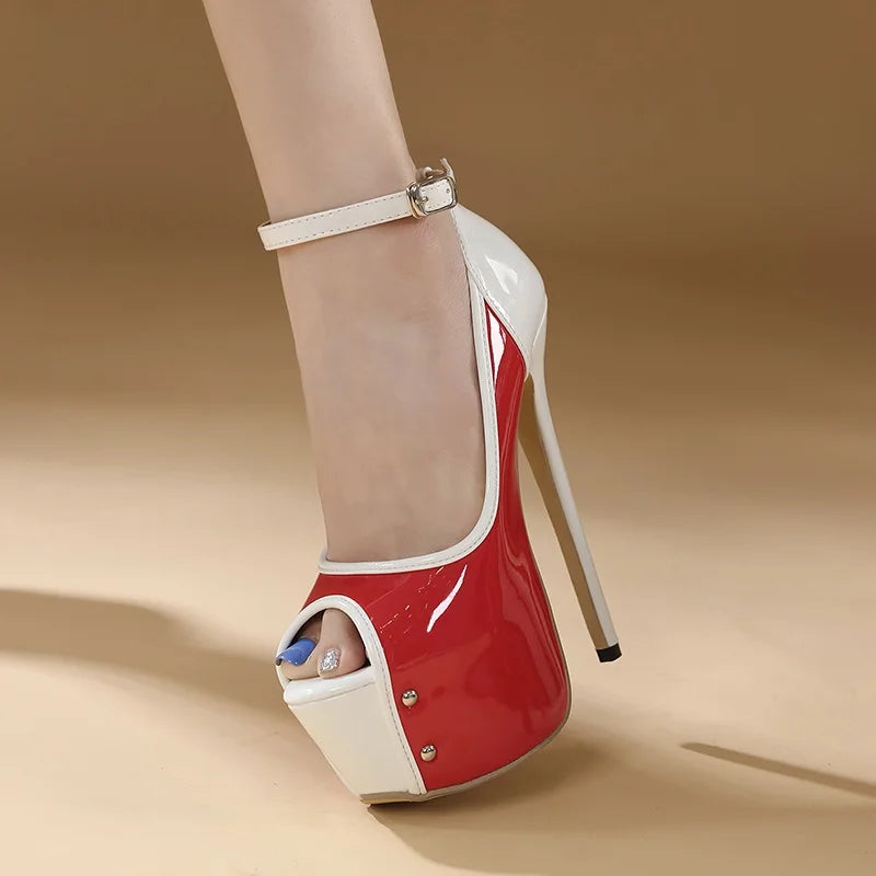 Sexy Peep Toe Extreme High Heel Platform Pumps