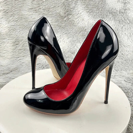 Black Round Toe High Heel Formal Dress Shoes for Elegant Women