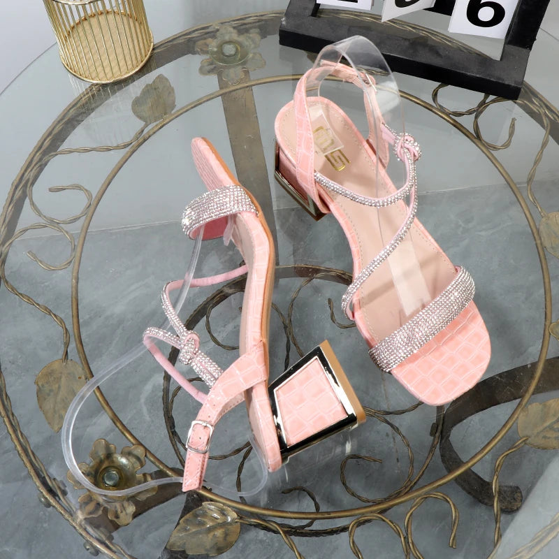 Women’s Rhinestone Sandals With 6Cm Heel Large Size