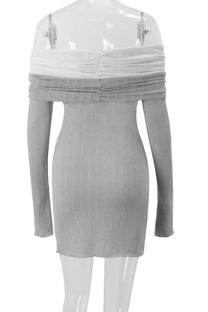 Off-Shoulder Long Sleeve Backless Mini Dress