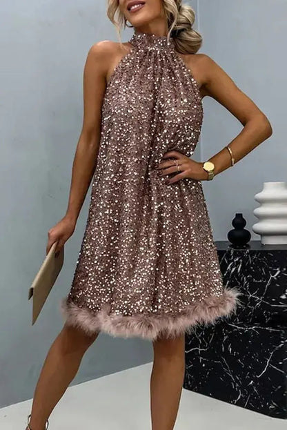 Glitter A-Line Mini Dress