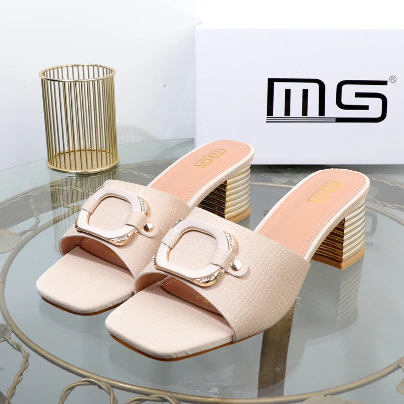 Women’s High-Heeled Summer Sandals With Square Buckle In New Plus Size