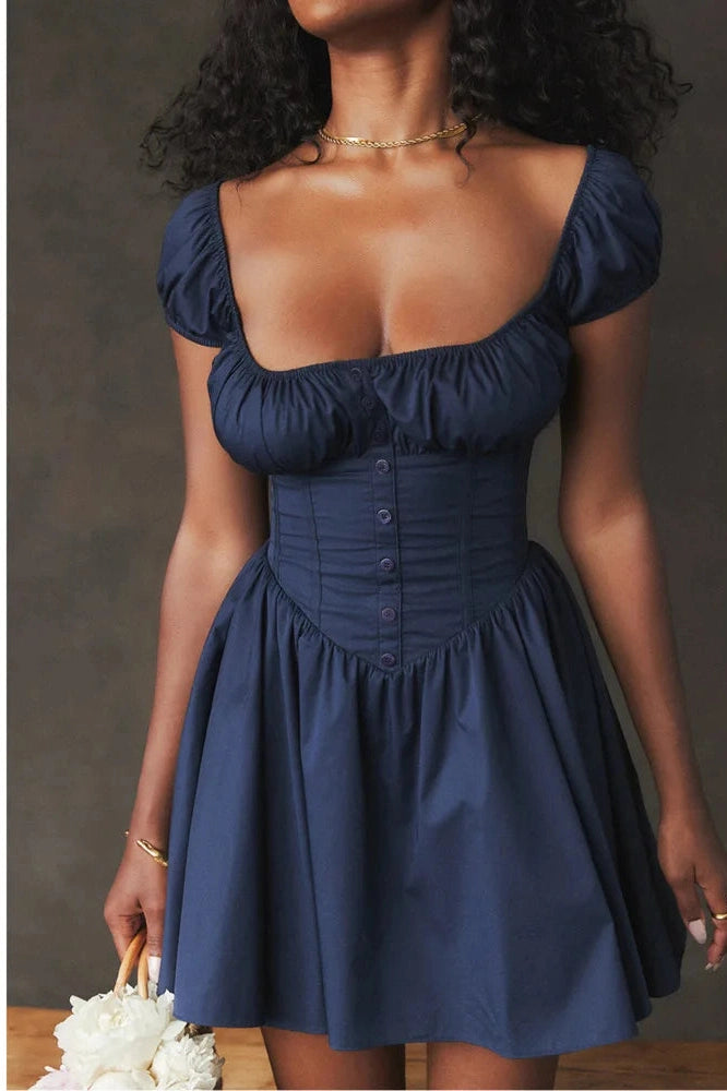 Elegant Slim Fit Square Neck Mini Dress