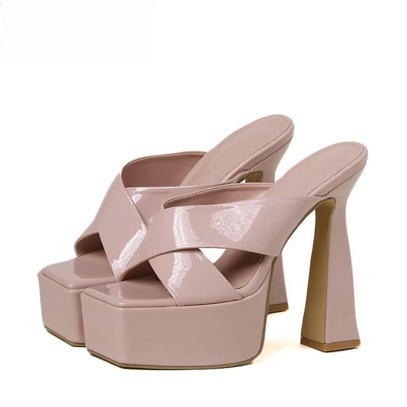 Summer Platform Women Slippers High Heels - Plus Size 35-42 Apricot / 41