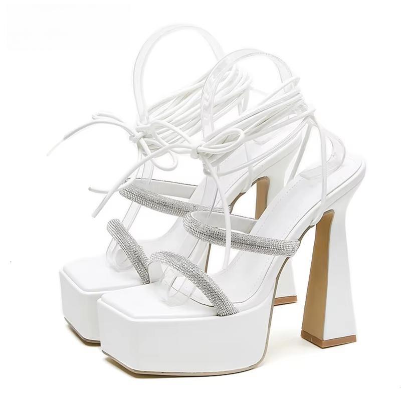 Crystal High Heels Sandals For Women White / 42
