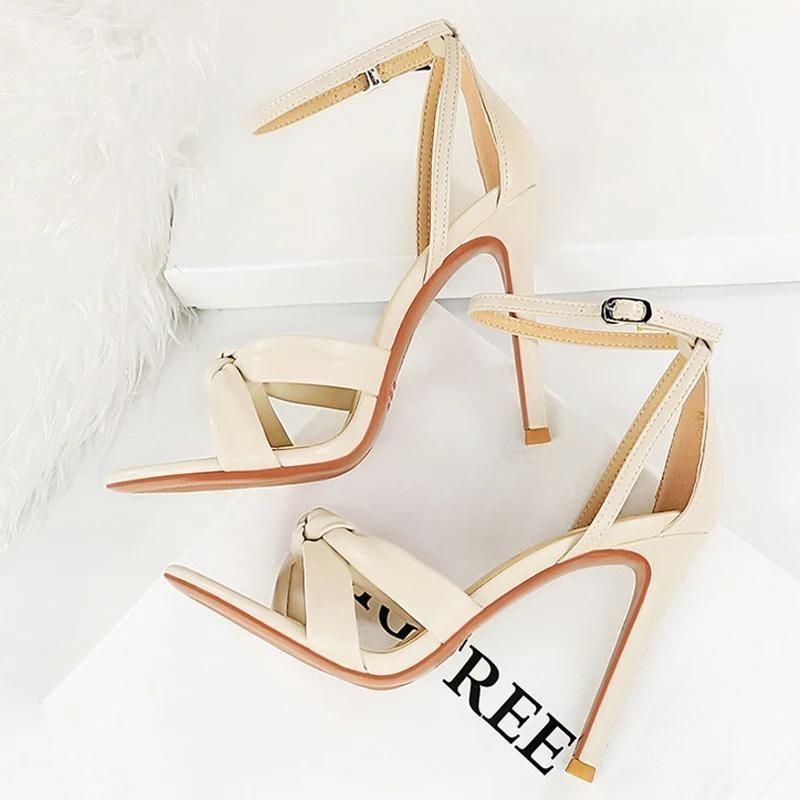 Summer High Heels Hollow Out Heeled Sandals For Women Beige White / 34