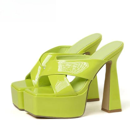 Summer Platform Women Slippers High Heels - Plus Size 35-42 Green / 41