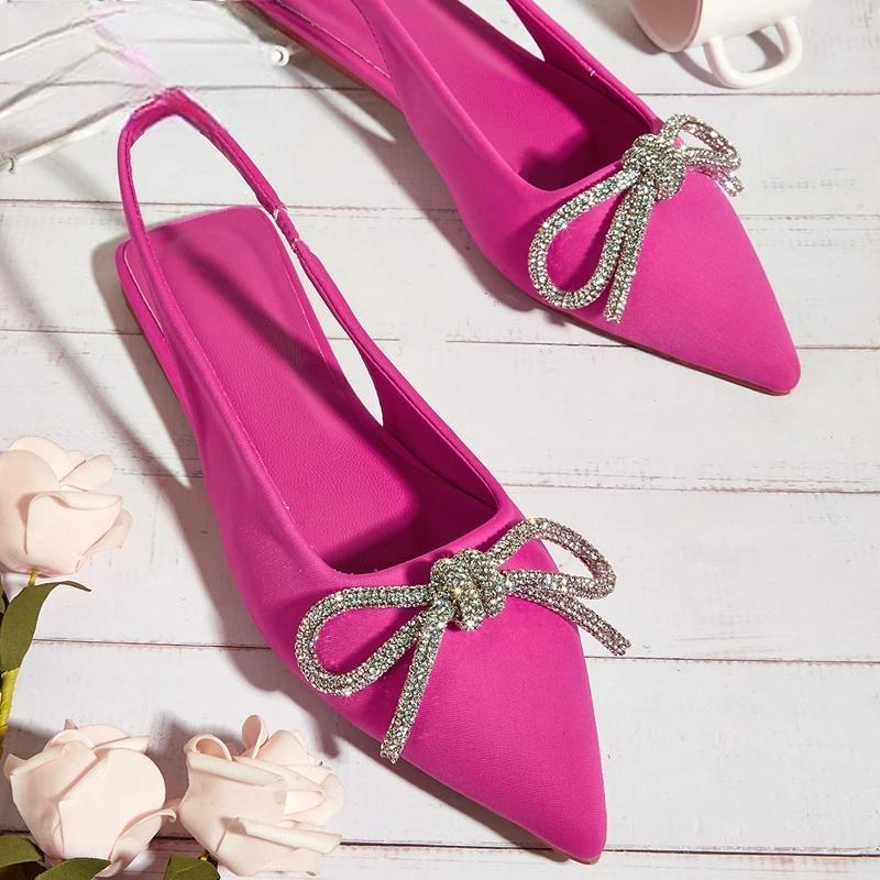 Autumn Crystal Butterfly-Knot Green Women Pumps With Shallow Pointed Toe For Strippers Mei Red / 40