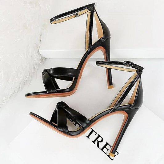 Summer High Heels Hollow Out Heeled Sandals For Women Black / 34