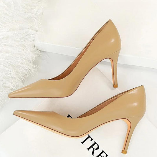 7.5 Cm Heels Pu Leather Woman Pumps For Ol Office Occupation Khaki / 34