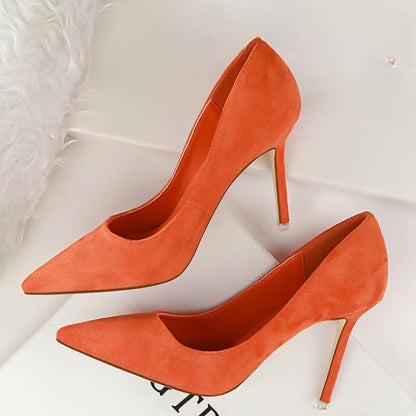 Suede Stiletto High Heel Pumps For Women Orange / 34