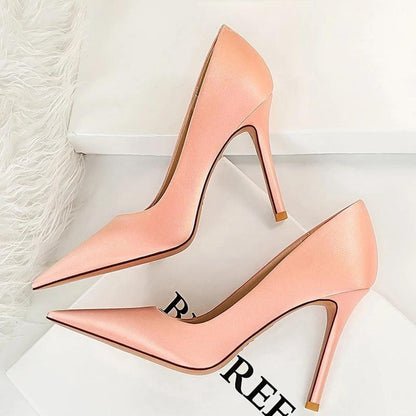 Silk High Heel Stiletto Party Shoes For Women Pink / 34