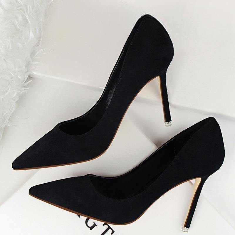 Suede Stiletto High Heel Pumps For Women Black / 34