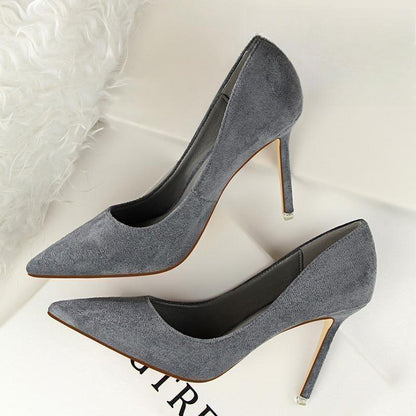 Suede Stiletto High Heel Pumps For Women Gray / 34