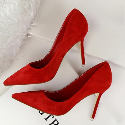 Suede Stiletto High Heel Pumps For Women Red / 34