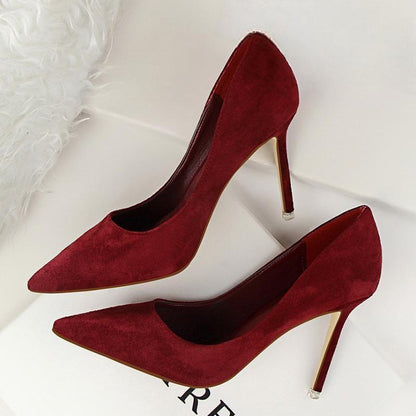 Suede Stiletto High Heel Pumps For Women Maroon / 34