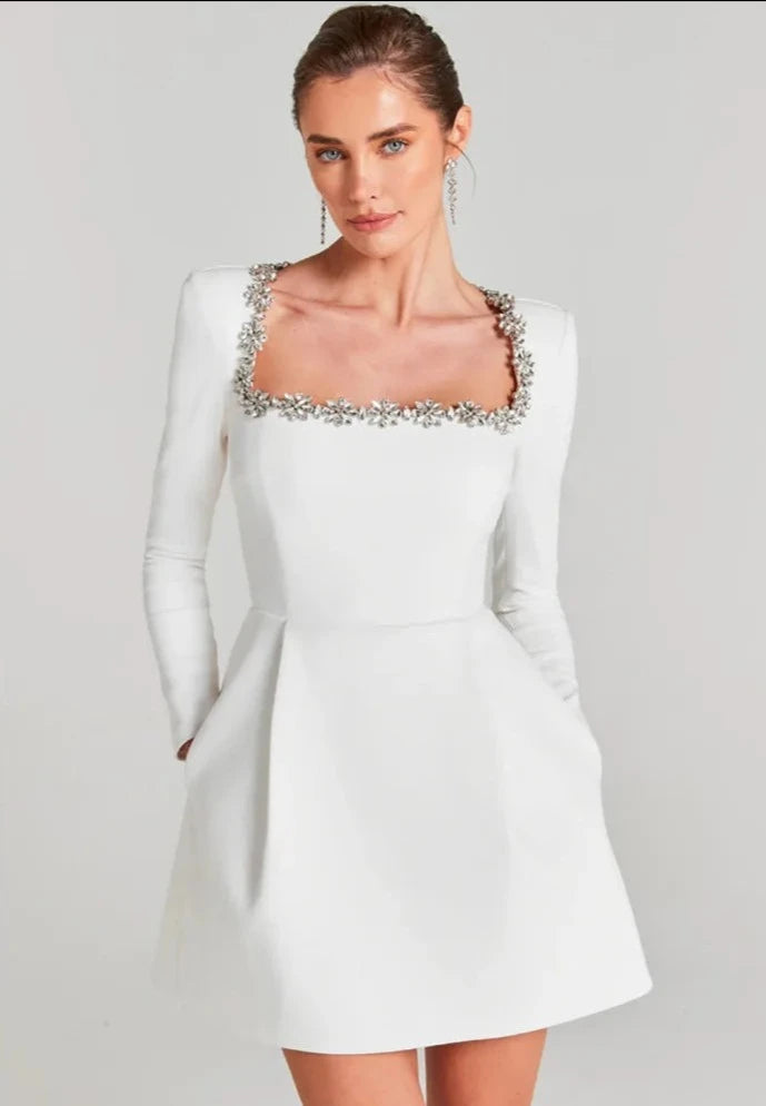 Illyria Long Sleeve Rhinestone A Line Dress