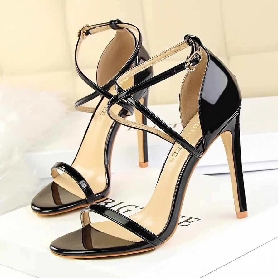 11Cm Super High Heels Patent Leather Women Pumps Sexy Woman