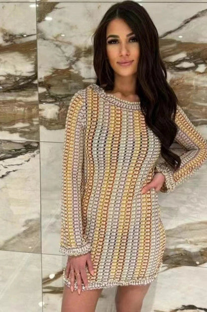 Slim Fit Mini Dress With Long Sleejson Back