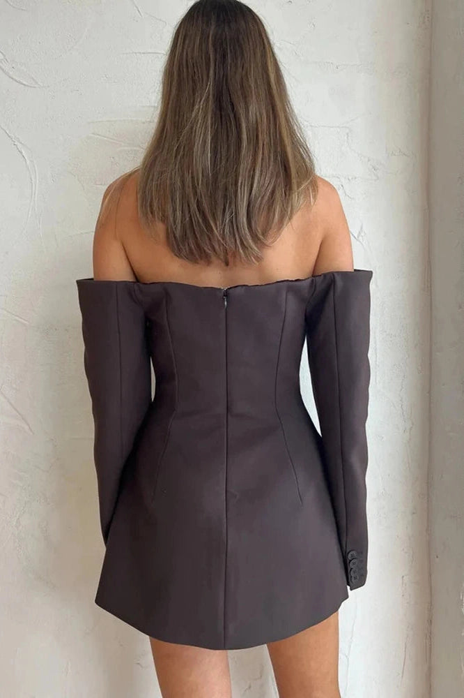 Off Shoulder Long Sleeve Mini Dress