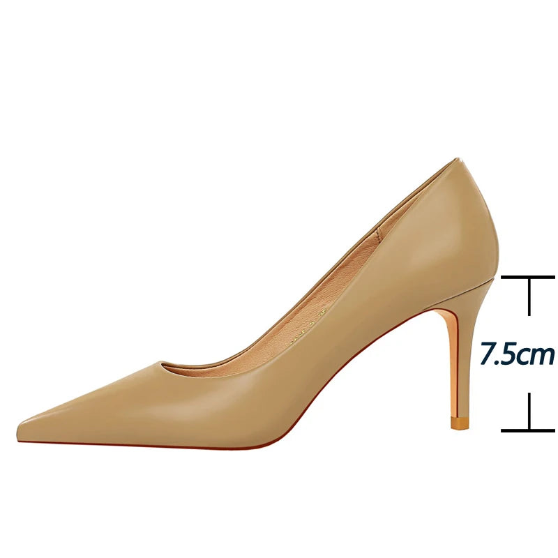 7.5 Cm Heels Pu Leather Woman Pumps For Ol Office Occupation