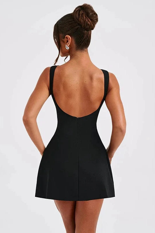 Backless Sleeveless High Waist Slim Mini Dress