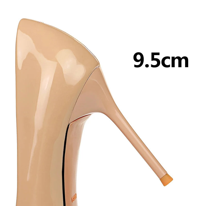Metal Button Woman Pumps Patent Leather High Heels Sexy Party Shoes Stiletto Luxurious
