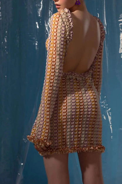 Slim Fit Mini Dress With Long Sleejson Back
