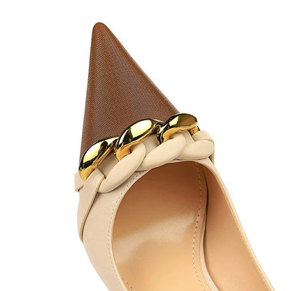 Metal Chain Decoration High Heel Pumps In Mixed Colors