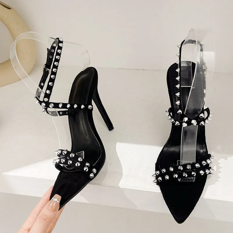 Metal Rivet Ankle Strap Sandals For Women