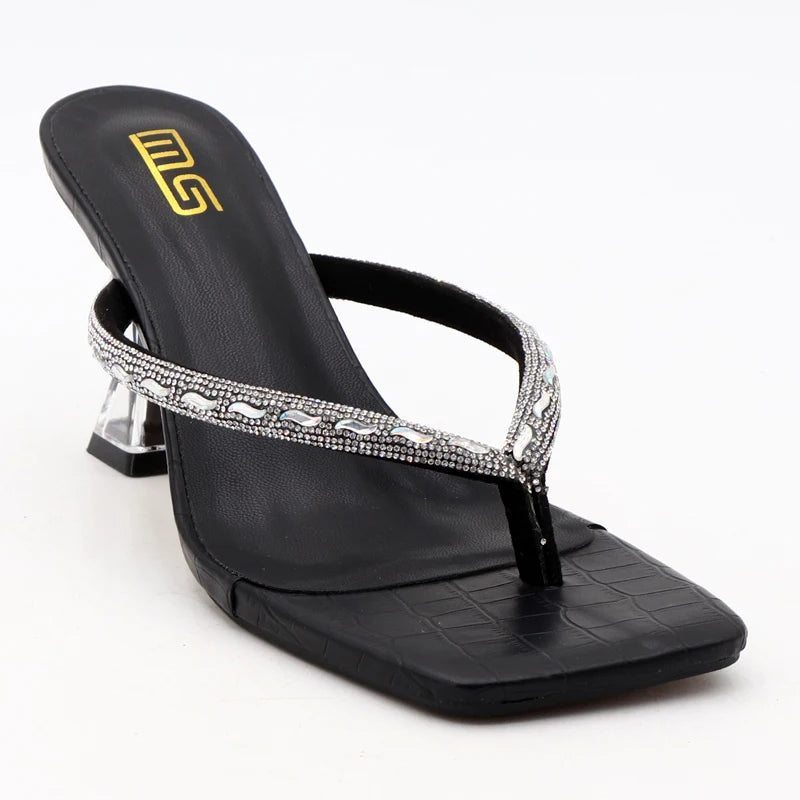 Rhinestone Toe-Clip Stiletto High Heels for Women's Summer Wear