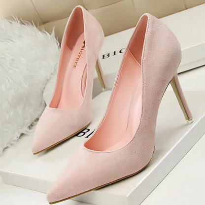 Suede High Heel Pumps - Fashionable Office And Party Shoes