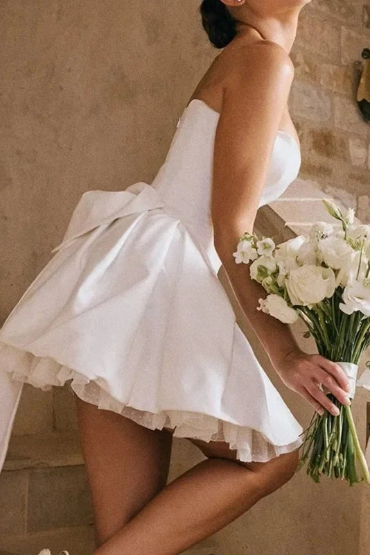 Slim Strapless Sleeveless Pleated Mini Dress