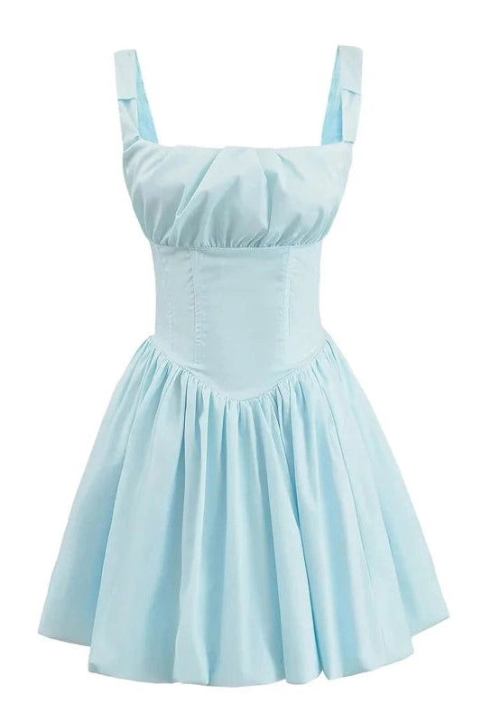 Square Neck High Waisted Backless Mini Dress