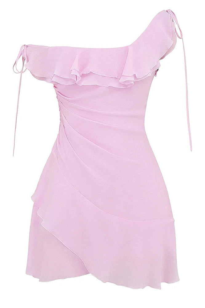 One Shoulder Backless High Waist Mini Dress