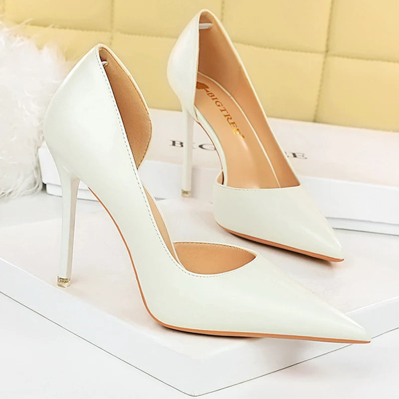 Black Leather High Heel Pumps For Women - Fashionable Wedding Shoes