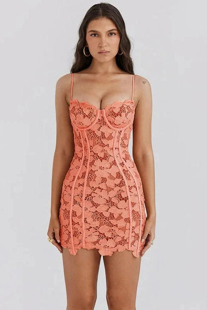 Backless Bodycon Mini Dress With Lace Detail
