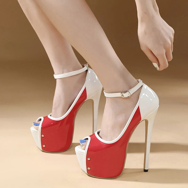 Peep Toe Ultra High Heels Platform Pumps For Party Club Strip Pole Dance