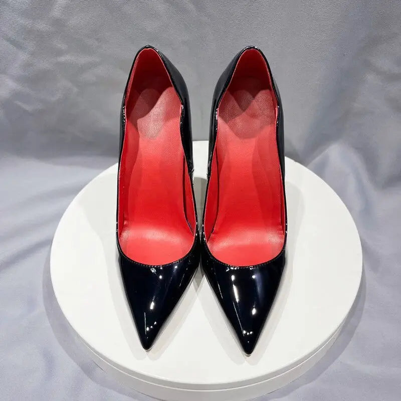 Black Women Side Open Pointy Toe High Heel Shoes