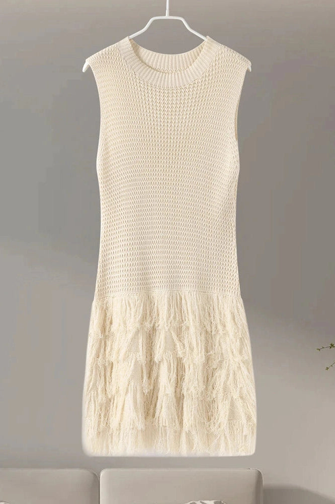 Sleeveless Mini Dress With Hollow Out O-Neck