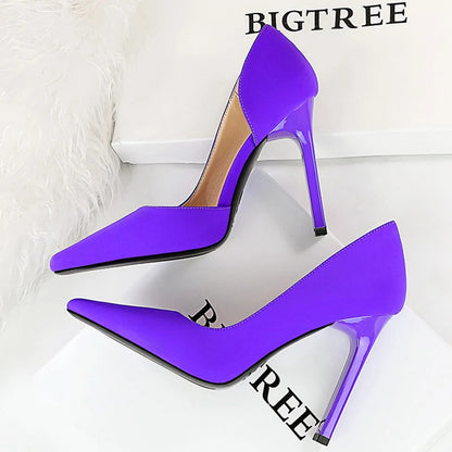 Thick Heel And Super High Pumps In Silks Satins For Women