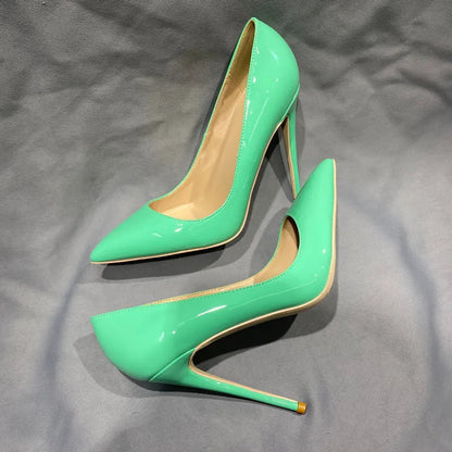 Green Patent Women Pointy Toe High Heels