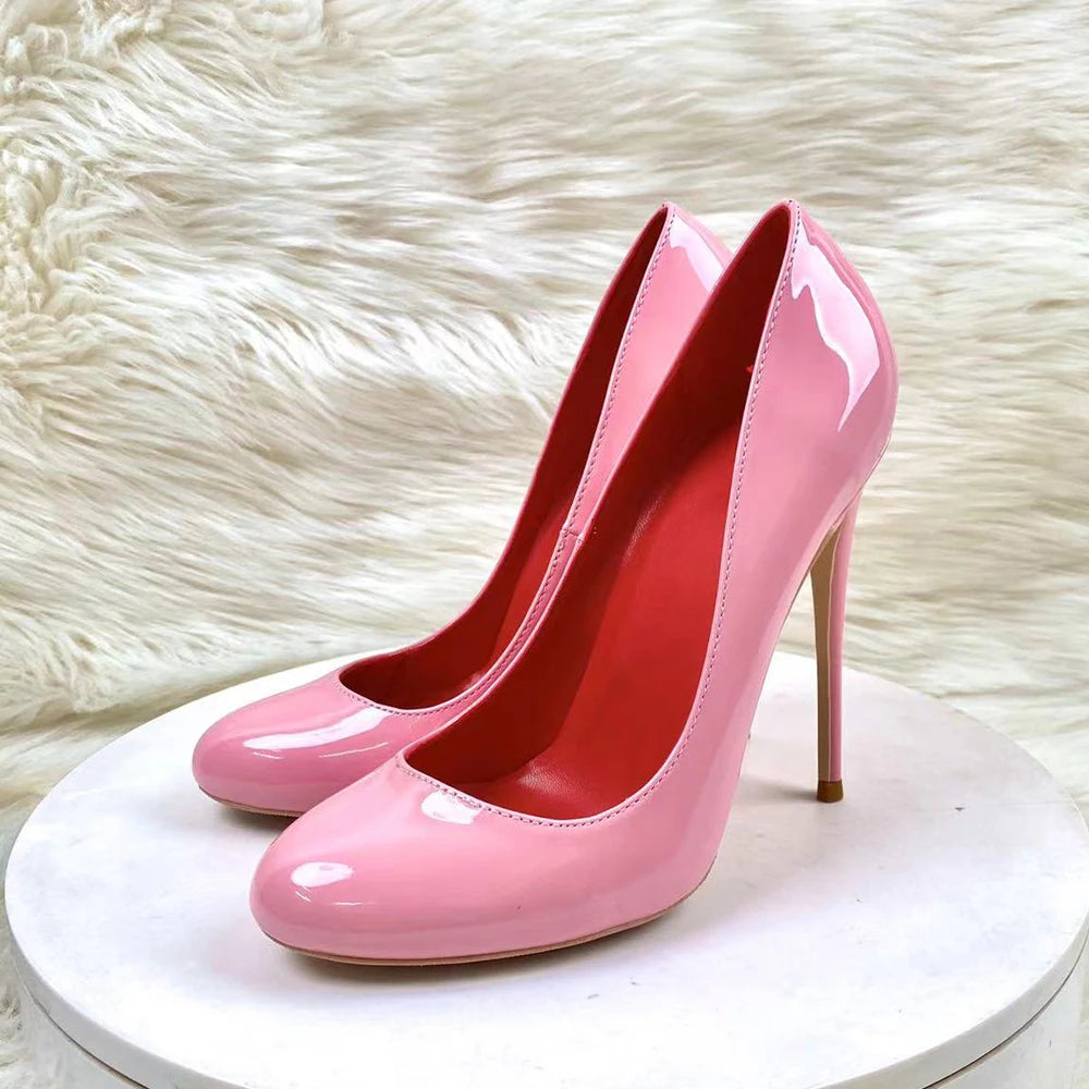 Pink Round Toe High Heel Shoes For Women