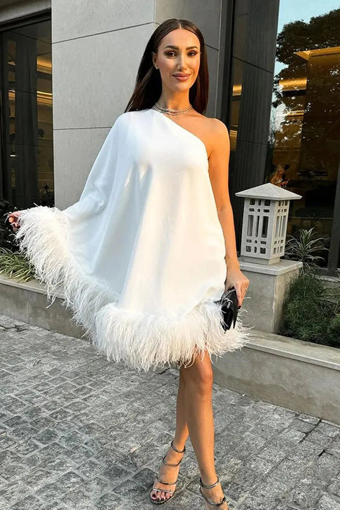 One Shoulder Loose Mini Dress BioBeautify One Shoulder Loose Mini Dress BioBeautify