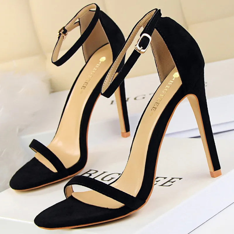 Suede Hollow High Heel Stiletto Sandals For Women