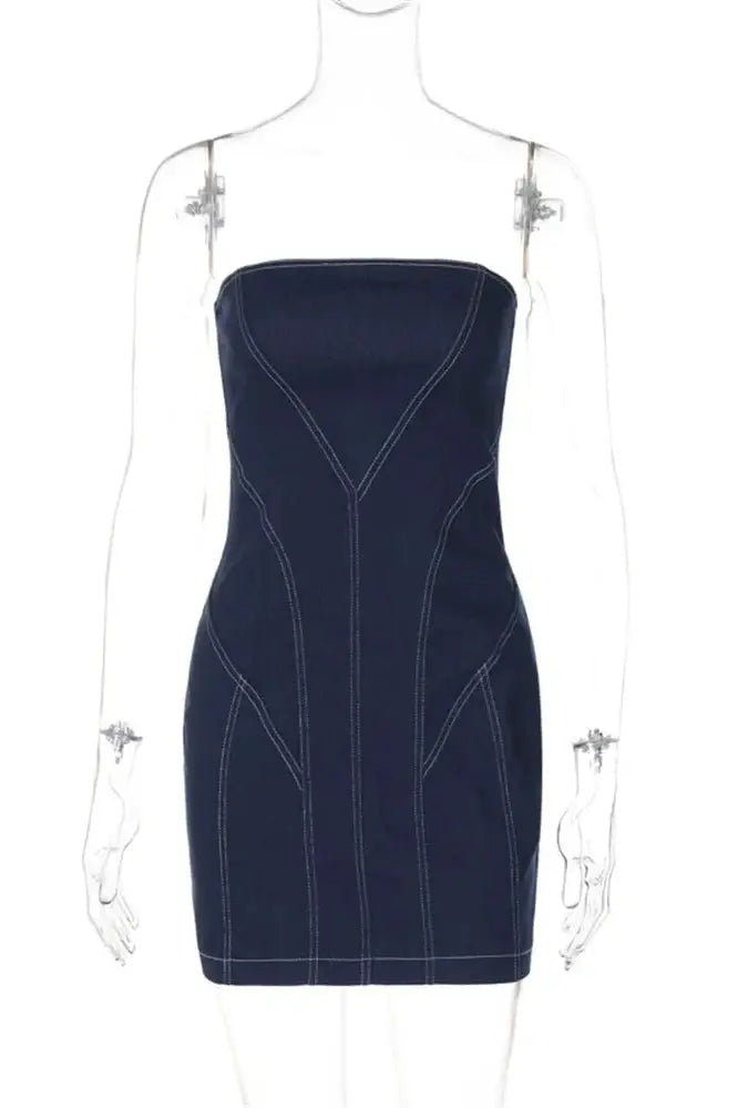 Denim Backless Mini Dress