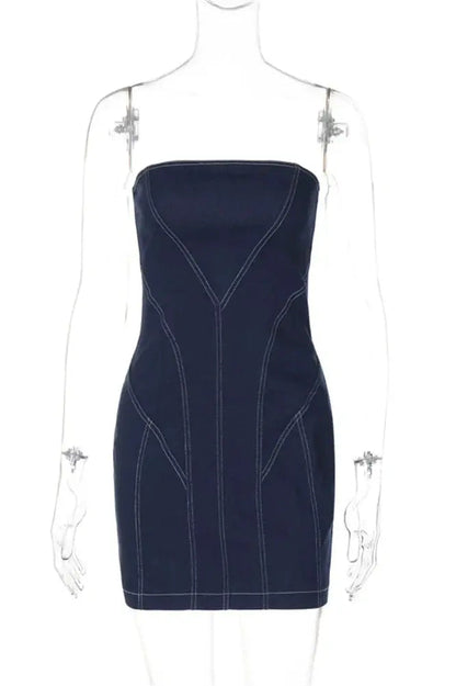 Denim Backless Mini Dress