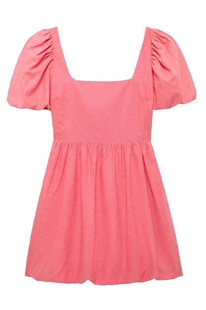 Puff Sleeve Square Neck Mini Dress