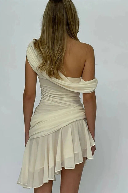 One Shoulder Backless High Waist Mini Dress