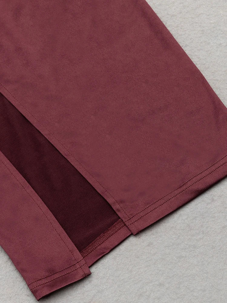 Burgundy High-Low Shirley Halter Dress